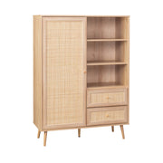 Credenza con decoro in canna e legno, 101.5cm, marrone naturale
