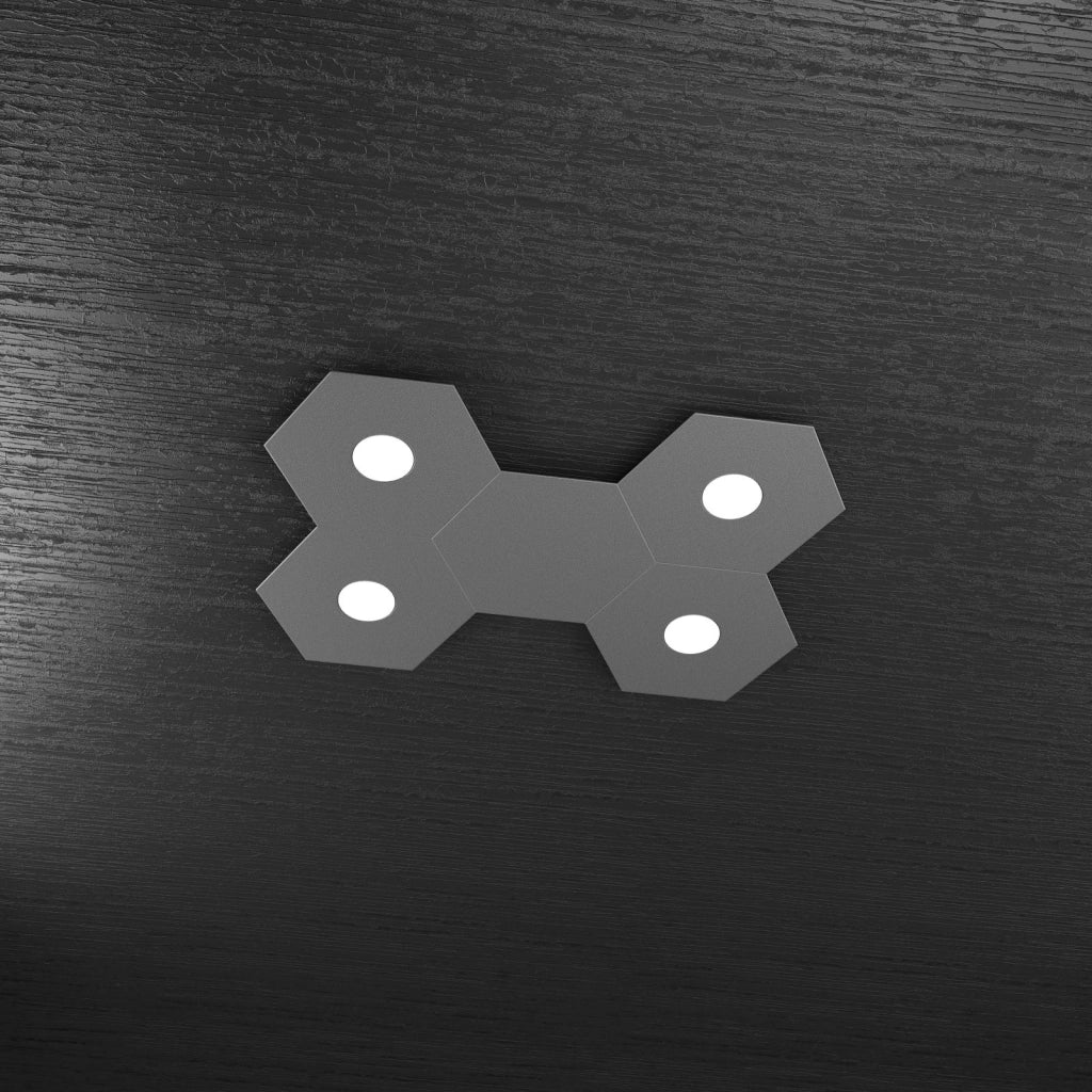 HEXAGON APPLIQUE-PLAFONIERA 4 LUCI + 1 DECORATIVO GRIGIO ANTRACITE 1142-4L1D-GA