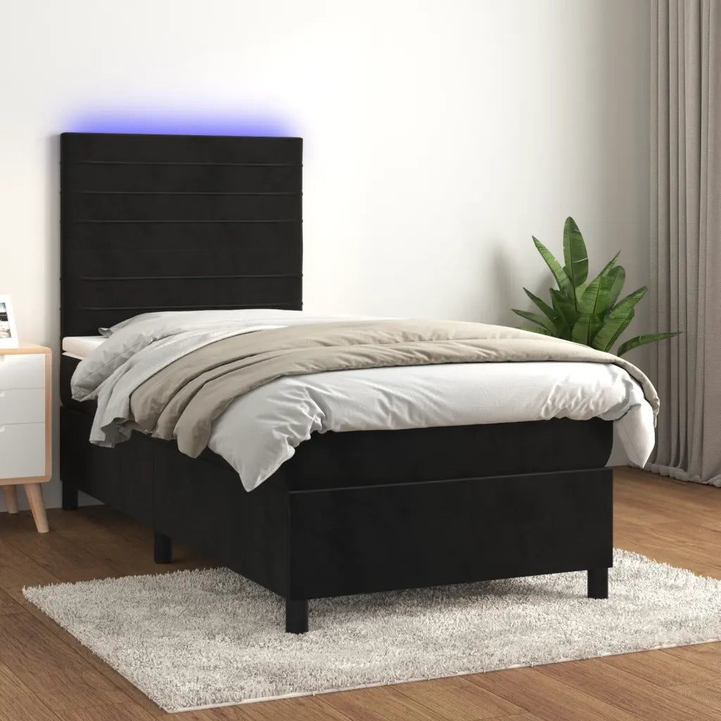 Letto a Molle con Materasso e LED-Struttura Letto con Materasso Nero 80x200 cm in Velluto 691742