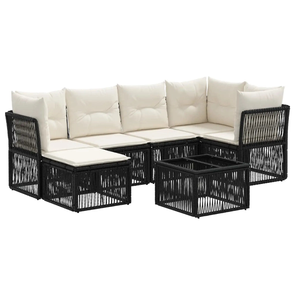 Set Divano da Giardino 7 pcs Nero polyrattan 3434293