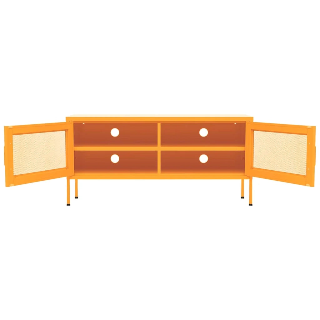 Mobile TV multimediale scaffale TV credenza TV sala da pranzo soggiorno camera da letto giallo senape 105 x 35 x 50 cm acciaio giallo 02_0027659