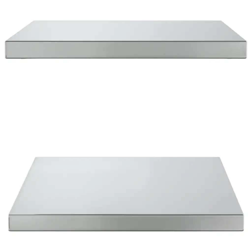 Mensole a Muro 2 pz 50x40 cm Argento in Acciaio Inossidabile 30284
