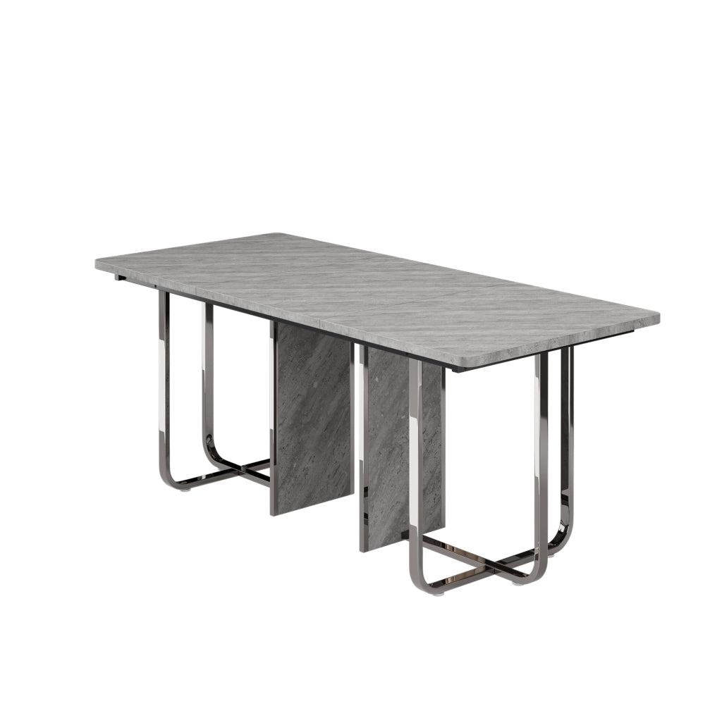 Tavolo da pranzo rettangolare 180x80 cm in MDF e metallo; grigio
