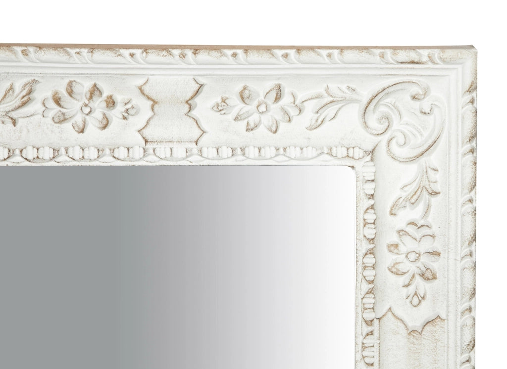 Biscottini SPECCHIERA DA PARETE VERTICALE/ORIZZONTALE IN LEGNO FINITURA BIANCO ANTICATO RETTANGOLARE MADE IN ITALY