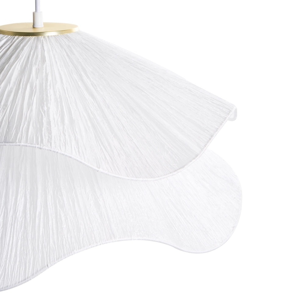 Lampada a sospensione con base in ferro e paralume in tessuto stile moderno luce d'atmosfera bianco