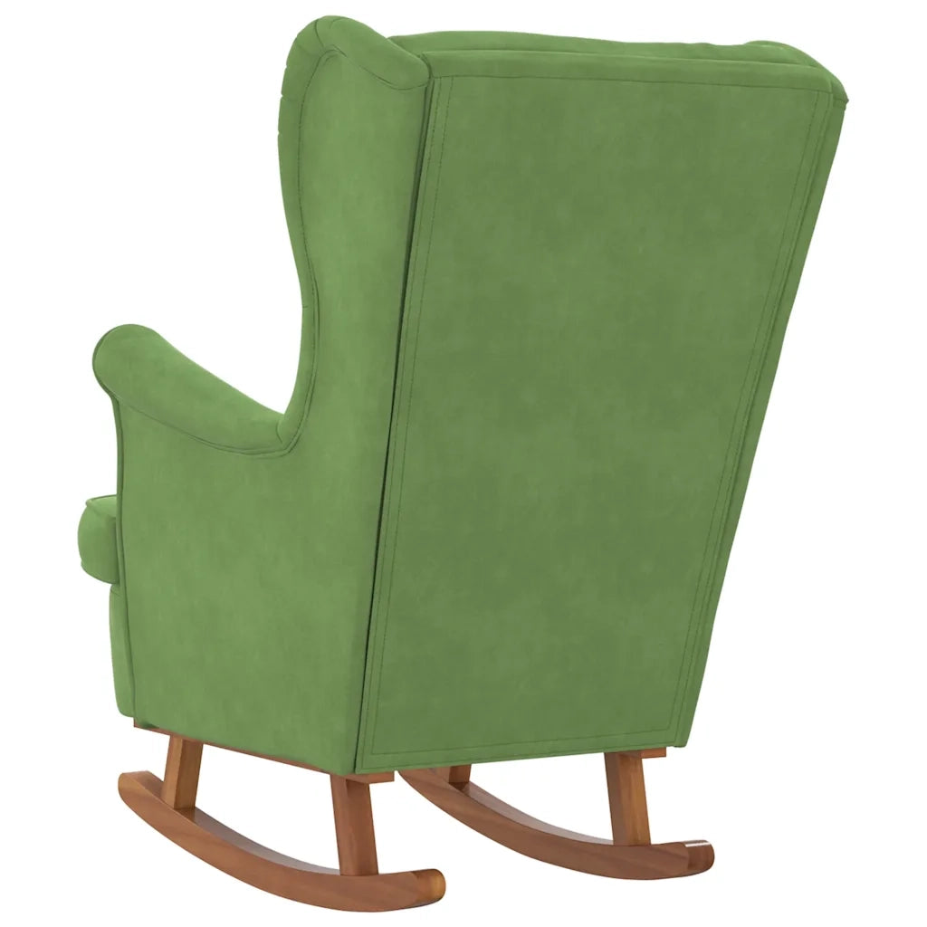 Sedia a dondolo con schienale alto in velluto verde chiaro 329366