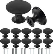 12 pezzi di maniglie in stile vintage, maniglie in messing, 30mm, rotonde, per armadi, ante, cucina, bagno, home office, mobili hardware (nero)