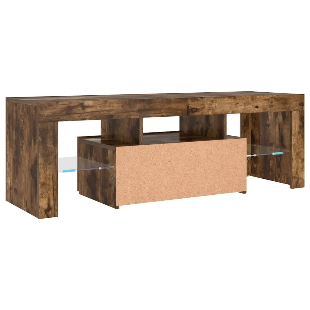 Mobile Porta TV con Luci LED Rovere Fumo 120x35x40 cm 815666