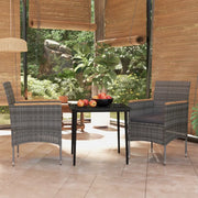 Set da Pranzo per Giardino 3 pz con Cuscini Grigio e Nero cod mxl 38737
