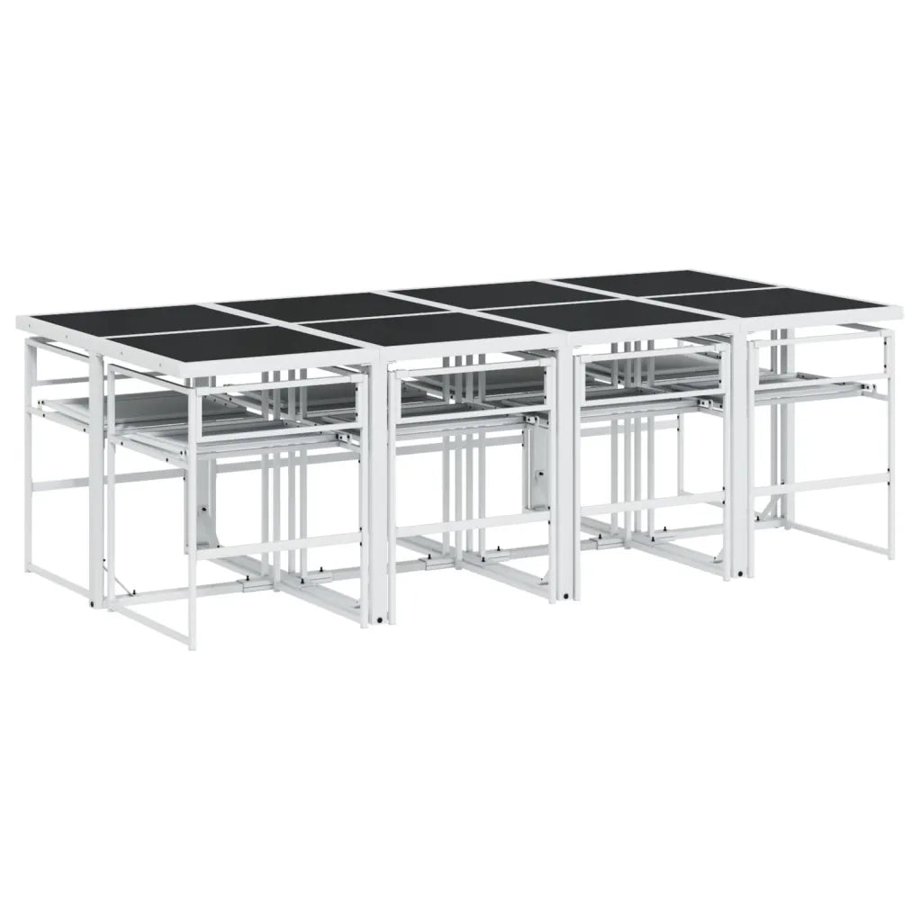 vidaXL Set da Pranzo da Giardino 9 pz con Cuscini Bianco in Textilene