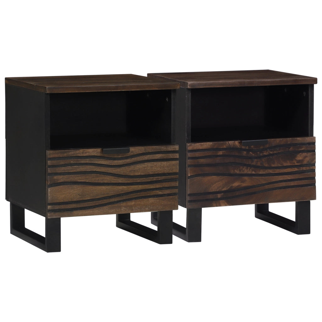 Armadi da comodino 2 pcs 40x33x46 cm Legno Massello di Mango