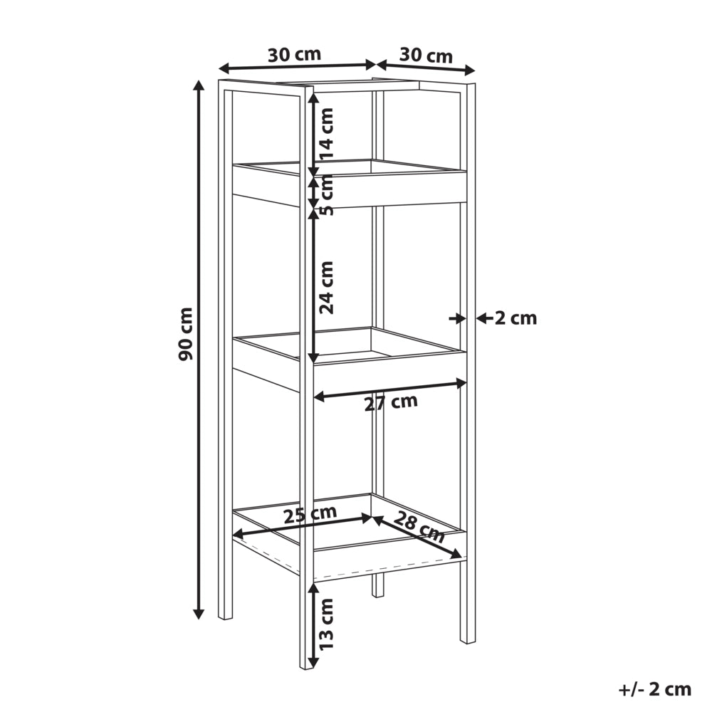 Scaffale da bagno a 3 ripiani con struttura in acciaio nero Accessori da bagno Bambù marrone chiaro