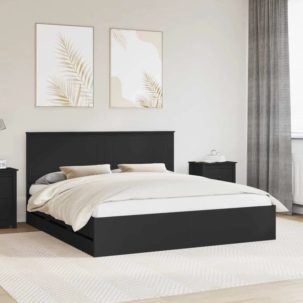 Struttura del letto-Giroletto Nero 180 x 200 cm Legno Ingegnerizzato 487241