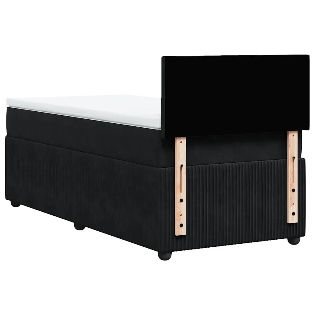 Letto singolo | Letto per adulti | Giroletto a Molle con Materasso Nero 80x200 cm in Velluto