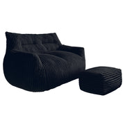 Poltrona pouf ergonomica con base antiscivolo e imbottitura in memory foam per soggiorno in flanella nera