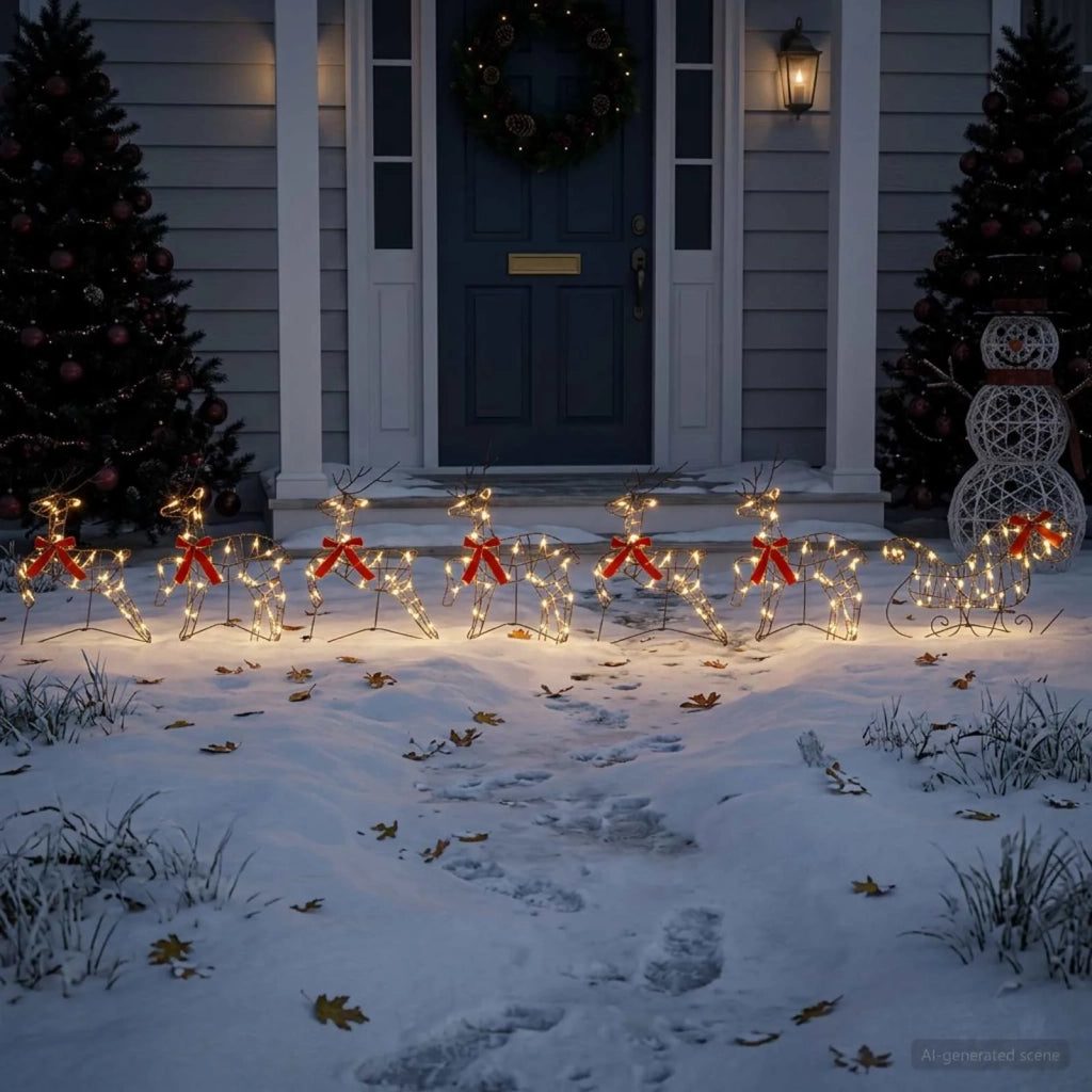Renna di Natale con slitta 7 pz 320 LED Bianco caldo 3470420