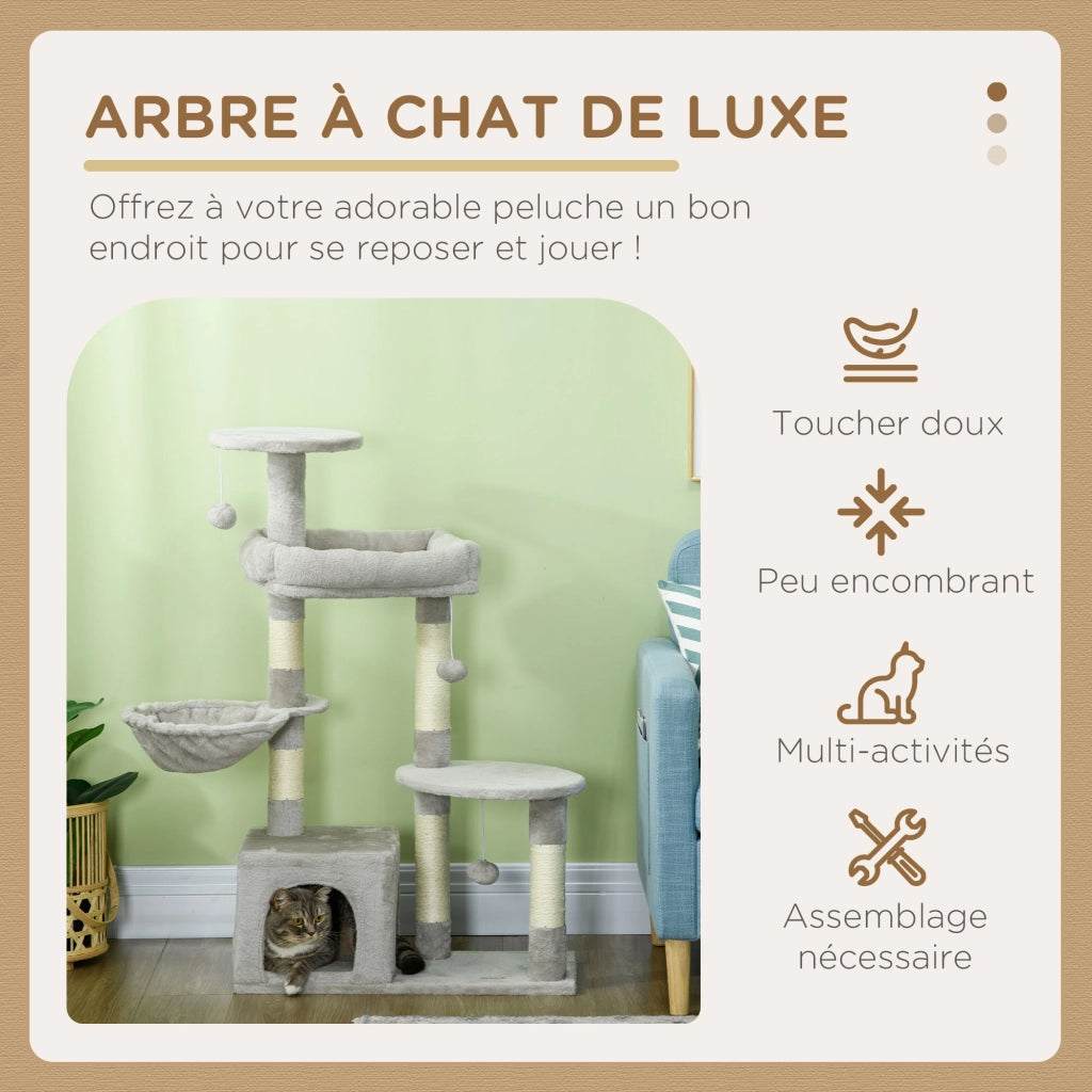 Arbre a gatto con centro attivita ¨C zephmum ¨C grigio chiaro 104 cm