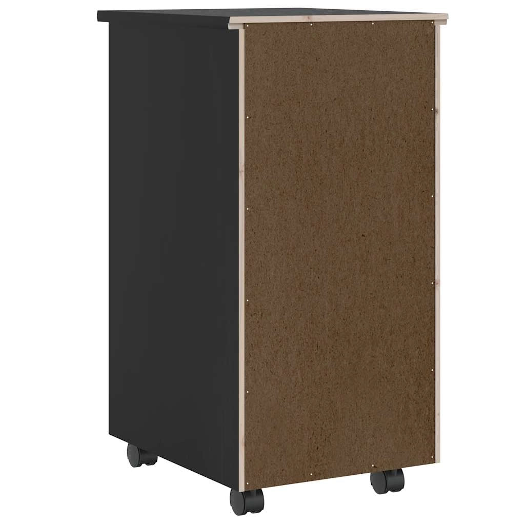 Moderno mobiletto con cassetti 34 x 39 x 65,5 cm grande capacità organizzazione ufficio in legno nero 02_0057652