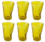 Set 6 Bicchieri Accartocciati 34 cl Ø8 cm in Vetro Pressato Kaleidos Gialli