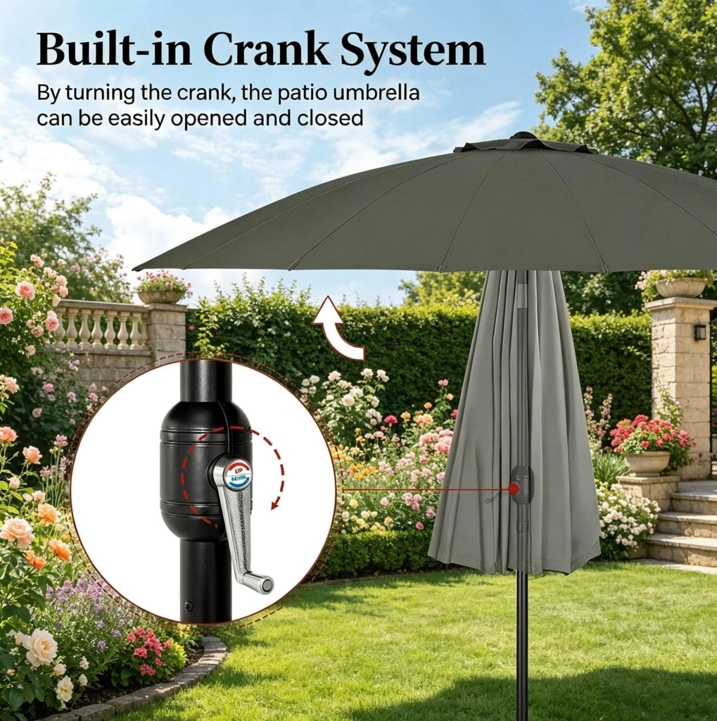 Ombrellone da giardino Ø257 cm inclinabile grigio scuro