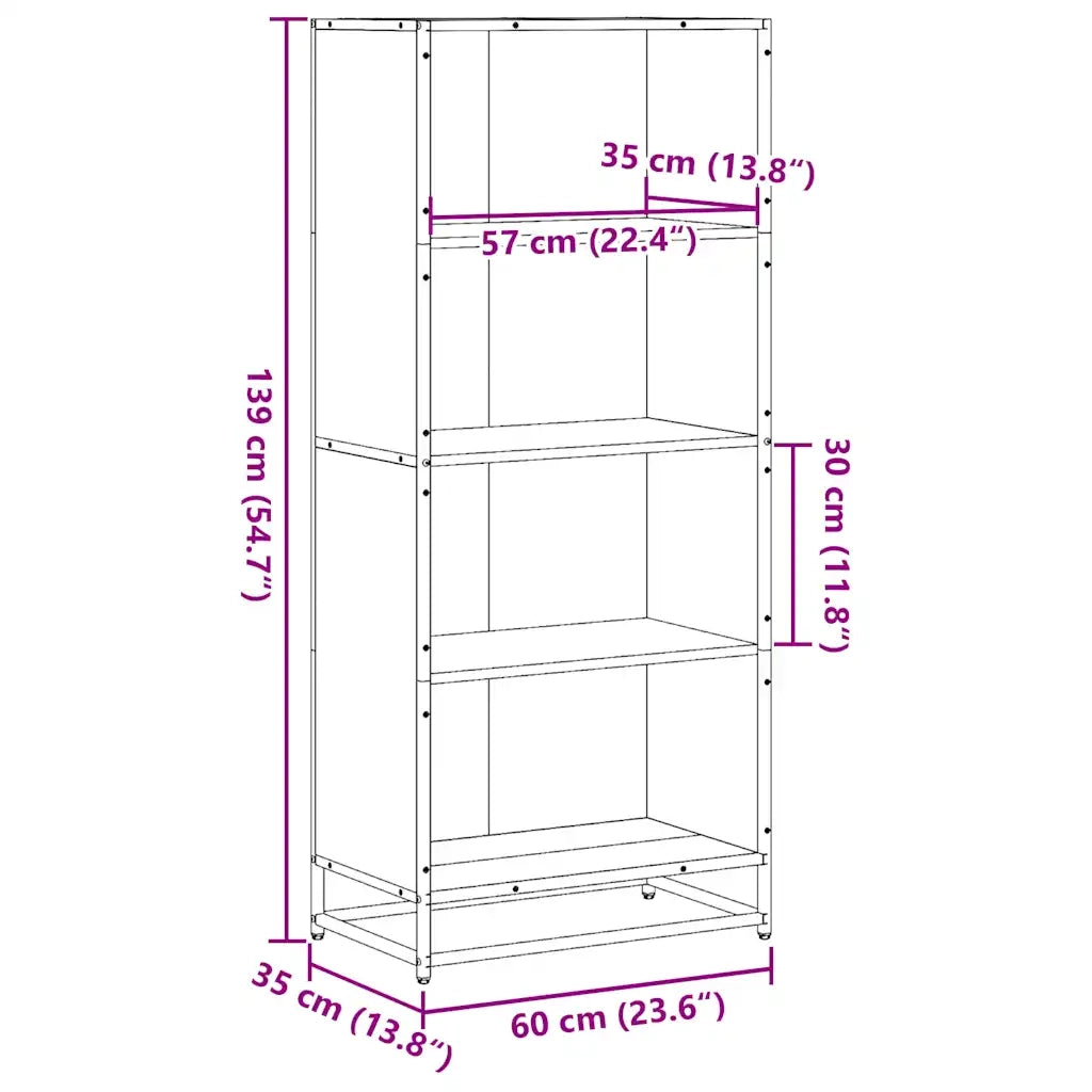Libreria-Scaffale per Libri-Mobile di Stoccaggio Rovere Sonoma 60x35x139 cm in Truciolato