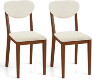 Set di 2 sedie da pranzo in legno, sedie da cucina, gambe in legno di gomma, seduta e schienale imbottiti, carico 180 kg, sedie senza braccioli per soggiorno, ufficio, noce