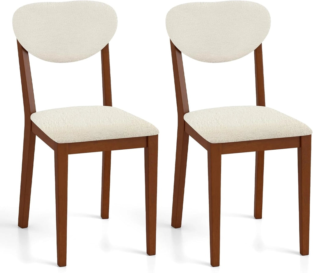Set di 2 sedie da pranzo in legno, sedie da cucina, gambe in legno di gomma, seduta e schienale imbottiti, carico 180 kg, sedie senza braccioli per soggiorno, ufficio, noce