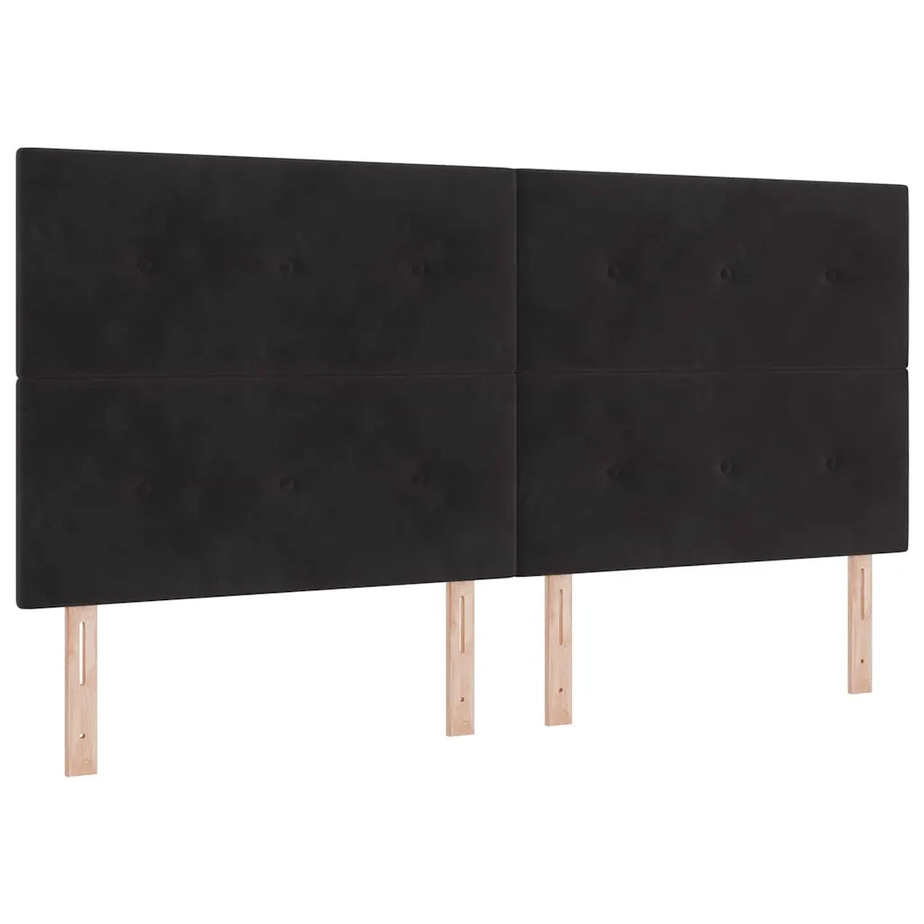 Letto a Sorgente LED con materasso Nero 200 x 200 cm Tessuto