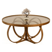 Gargallo, Tavolino da Salotto Piano in Vetro Temperato, 100x100x47h cm Marrone Noce