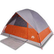 Tenda da Campeggio | Tenda Familiare a Cupola 4 Persone Grigio e Arancione Impermeabile