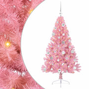 Albero di Natale Artificiale-Albero Natalizio con luci integrate Rosa 150 cm PVC 438215