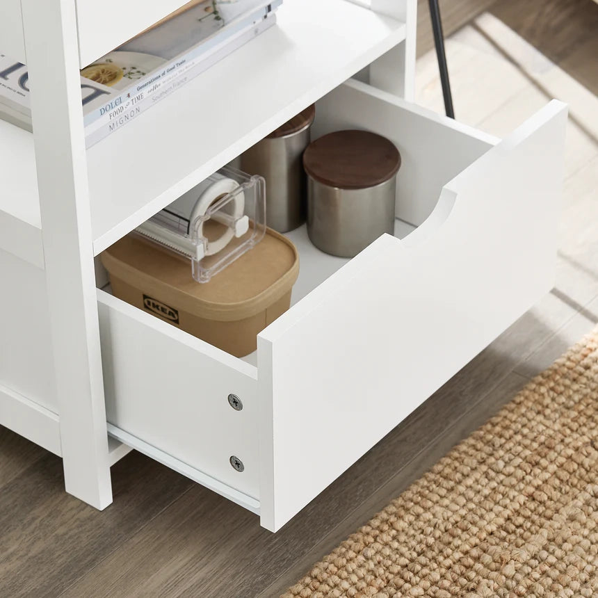 SoBuy Comodino camera da letto con 2 cassetti Tavolino divano stretto Comodino Bianco 45x38x56 cm FRG258-II-W