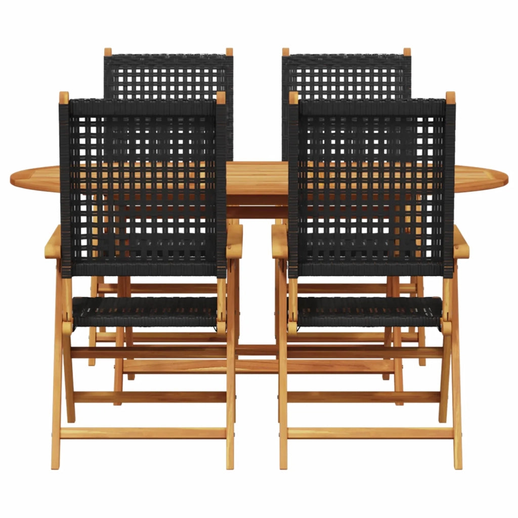 Set da Pranzo per Giardino 5 pcs Nero Legno di Acacia Massello 3375730