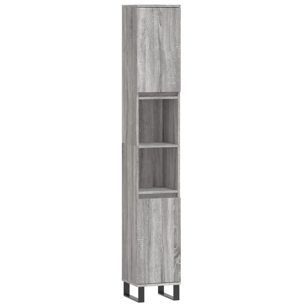 Set Mobili da Bagno 3 pz Grigio Sonoma in Legno Multistrato 3190313
