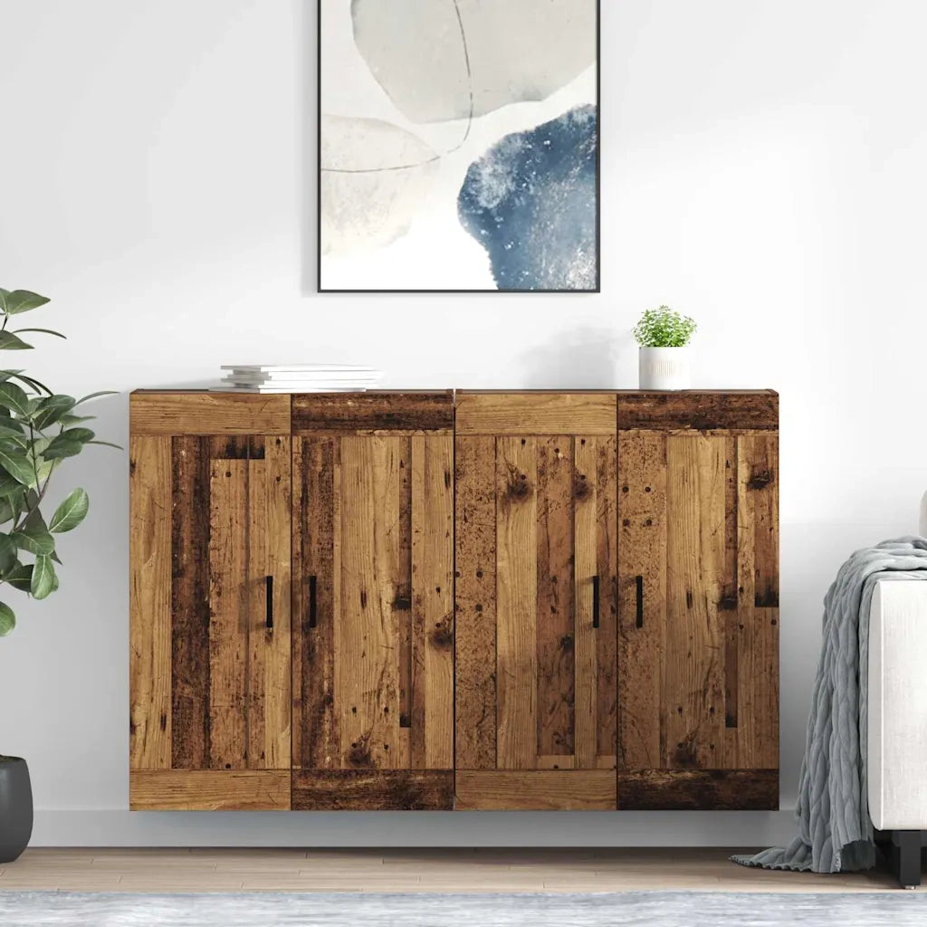 Mobile a muro 2 pcs Legno vecchio 69,5 x 34 x 90 cm 3415563