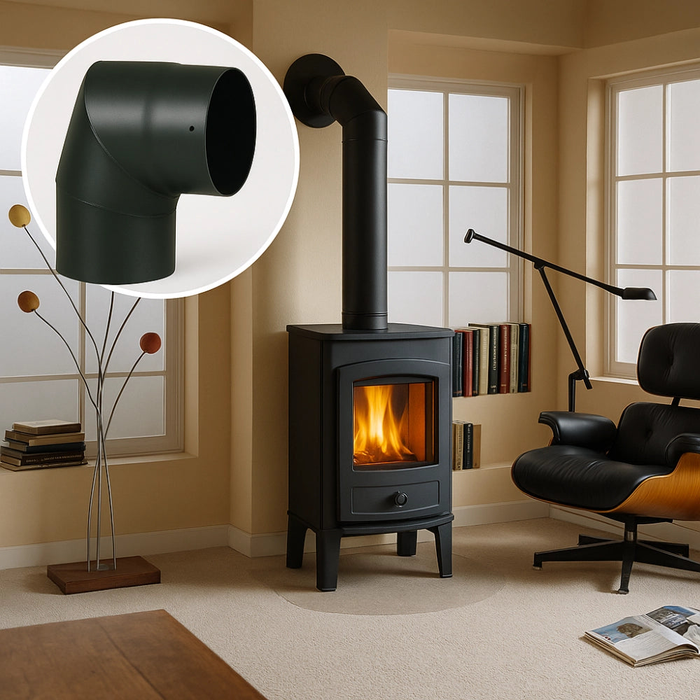 Curva a 90° elemento angolare modifica sezione canale fumo stufa pellet *** misura Ø 180 mm, confezione 1