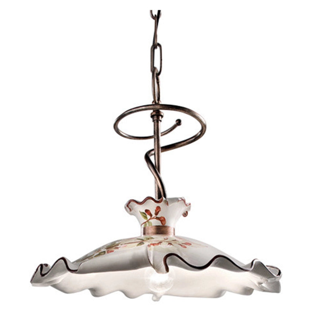 Lampadario Classico Milano Metallo Ceramica Nero Sfumato Rame 35Cm 1 Luce E27