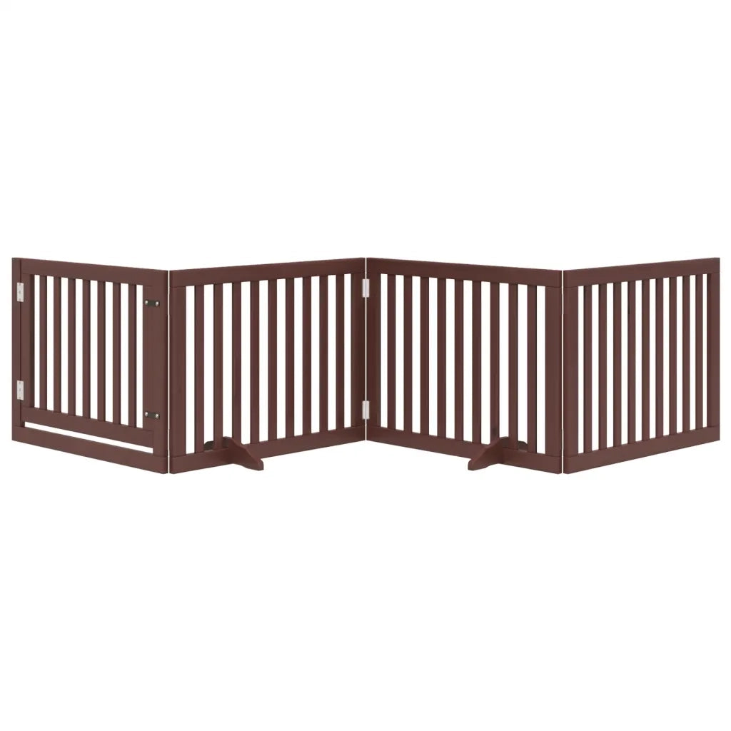 vidaXL Cancello Cani Porta Pieghevole Marrone 4 Pannelli 320cm Pioppo
