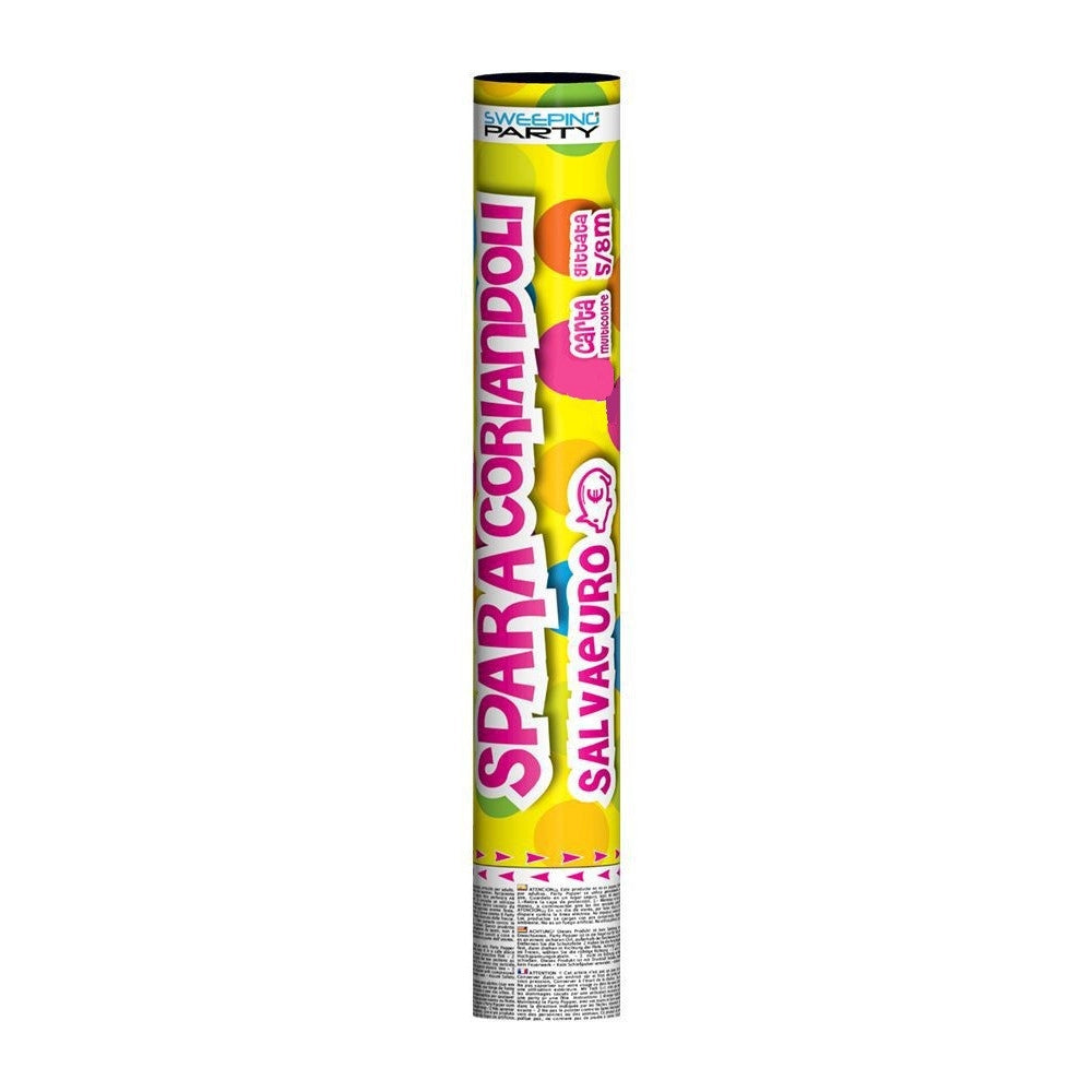 Trade Shop - Tubo Sparacoriandoli 100cm Salvaeuro Con Carta Multicolor Per Party Feste 856042 -
