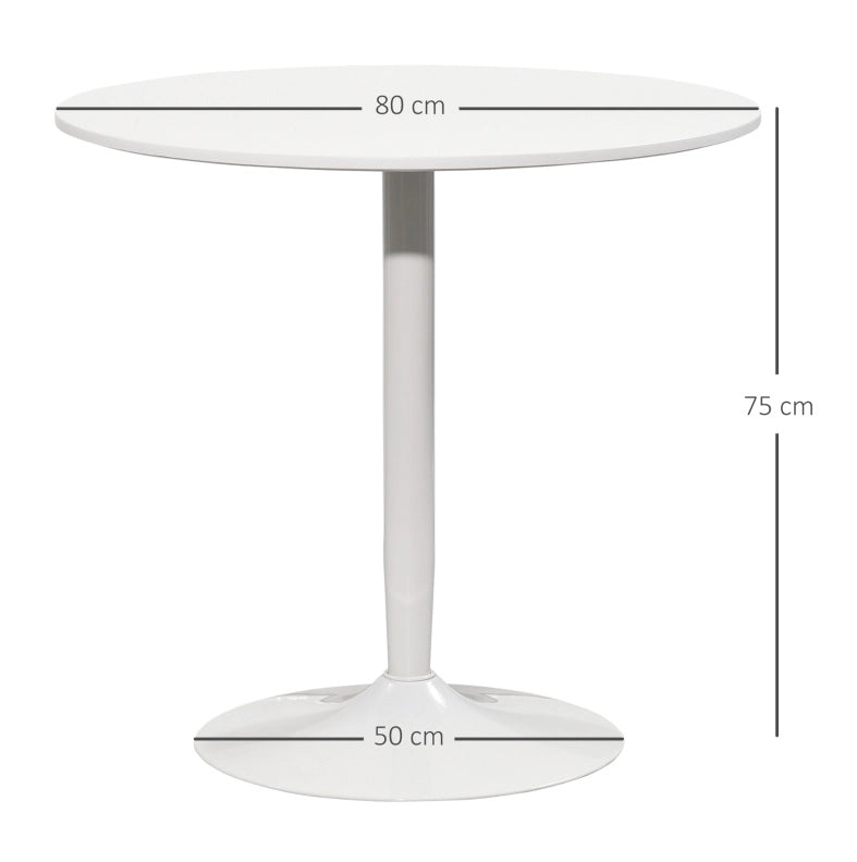 Tavolo rotondo bianco Ø80 cm in MDF con base in acciaio