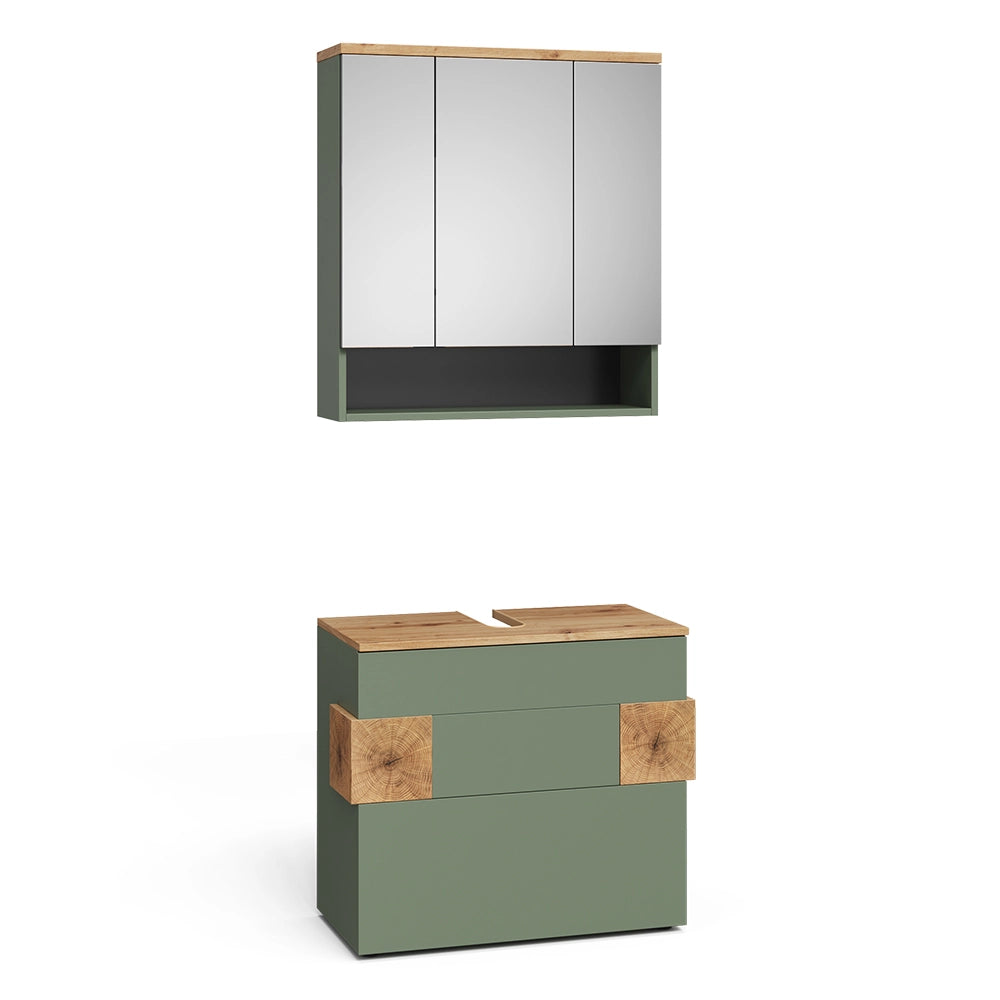 Vicco Set di mobili da bagno Verde/Artigianale 2 parti