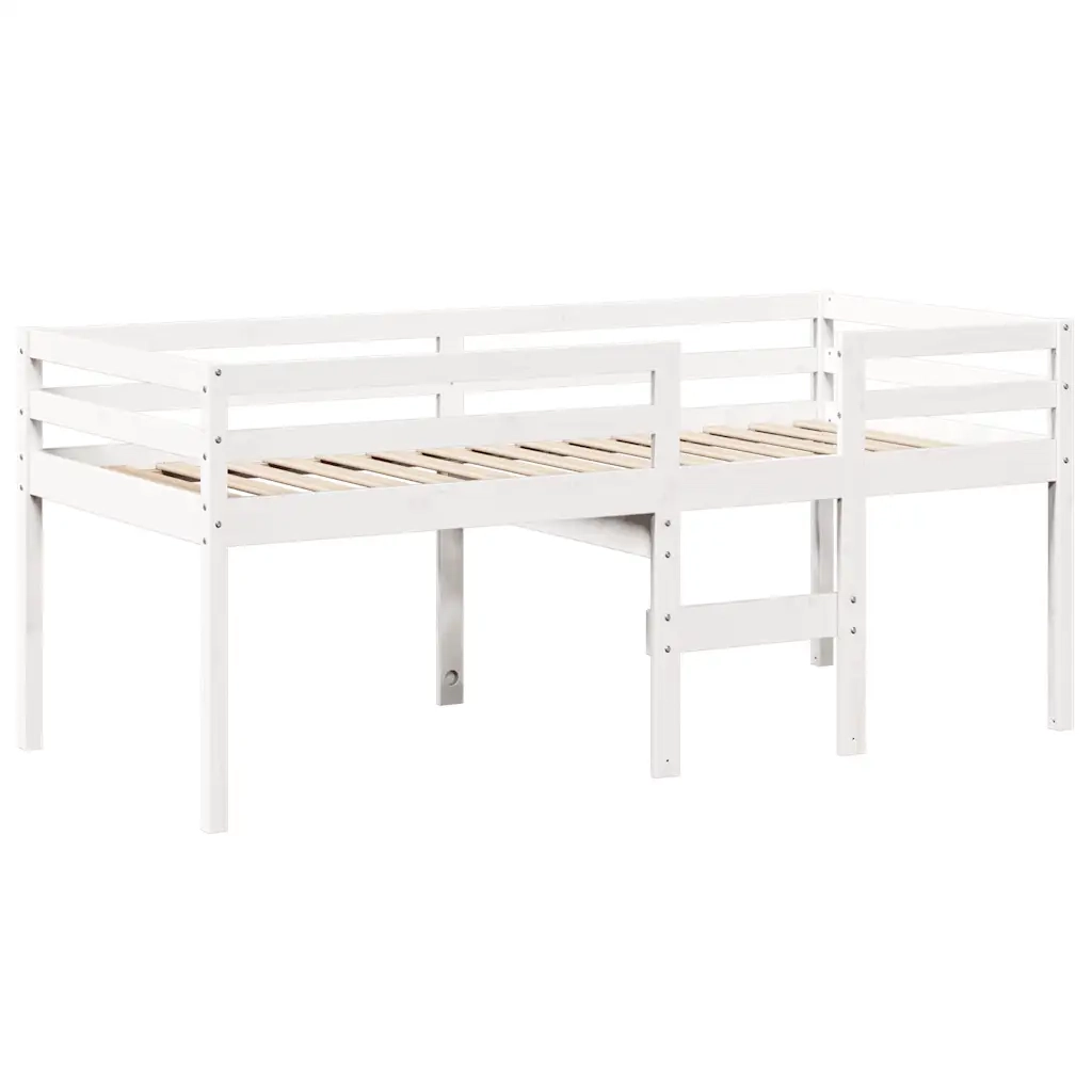 Letto singolo | Letto per adulti | Letto a Soppalco con Tetto Bianco 80x200 cm in Legno di Pino