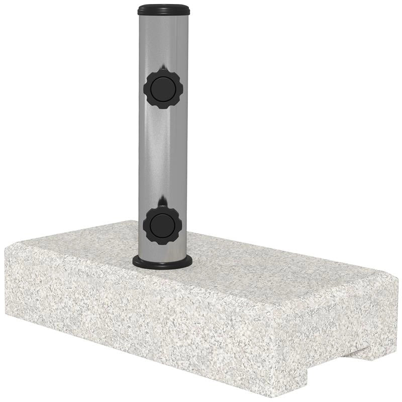 BASE PER OMBRELLONE DA GIARDINO 25KG PER PALI DA Ø32MM, Ø38MM E Ø48MM, IN GRANITO E ACCIAIO INOX, 45X22.5X40 CM, GRIGIA