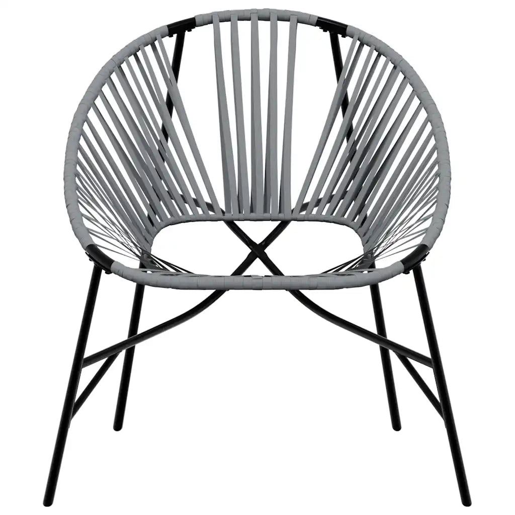 Set di Sedie da Giardino 3 pz | Sedie da Esterno in Polyrattan Nero e Grigio Chiaro
