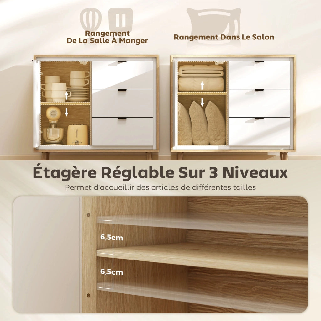 Armadio a 2 ante 3 cassetti ¨C zephmum ¨C bianco 80x35x77