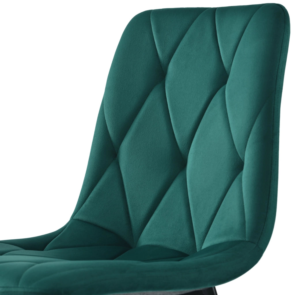 SEDIA DA PRANZO in velluto Verde scuro, struttura in metallo, Set da 4 pezzi