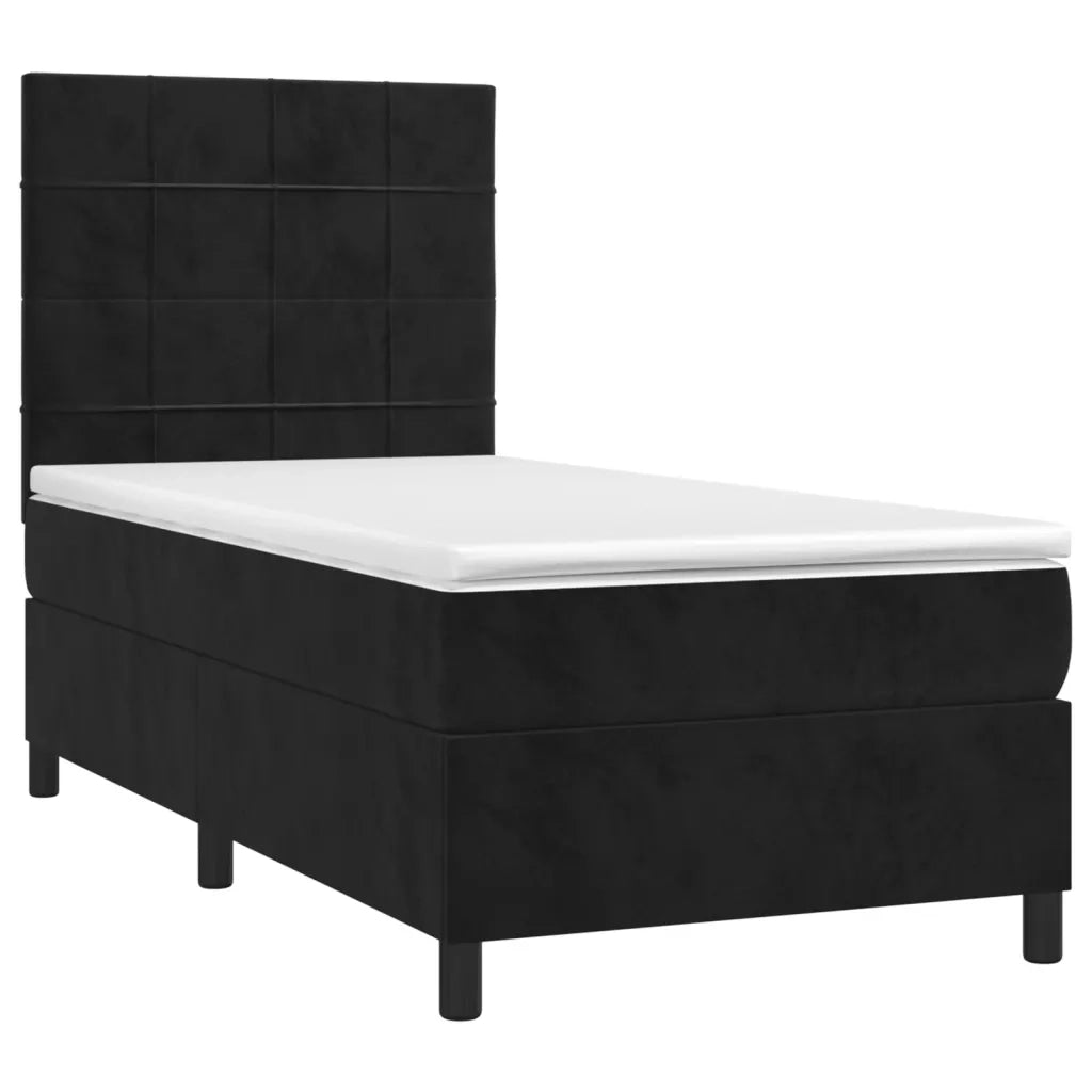 Letto a Molle con Materasso e LED-Struttura Letto con Materasso Nero 90x190 cm in Velluto 824272