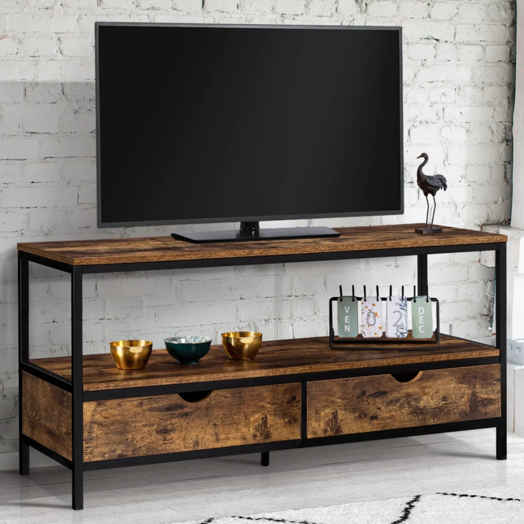 IDMarket - Porta TV 2 casseti effetto invecchiato con design industriale DAYTON