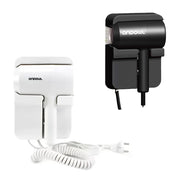 Trade Shop - Asciugacapelli Da Parete Hotel 1600w Da 1,6 Kw Con Supporto Cavo A Spirale 60 Cm Q-f1600 -
