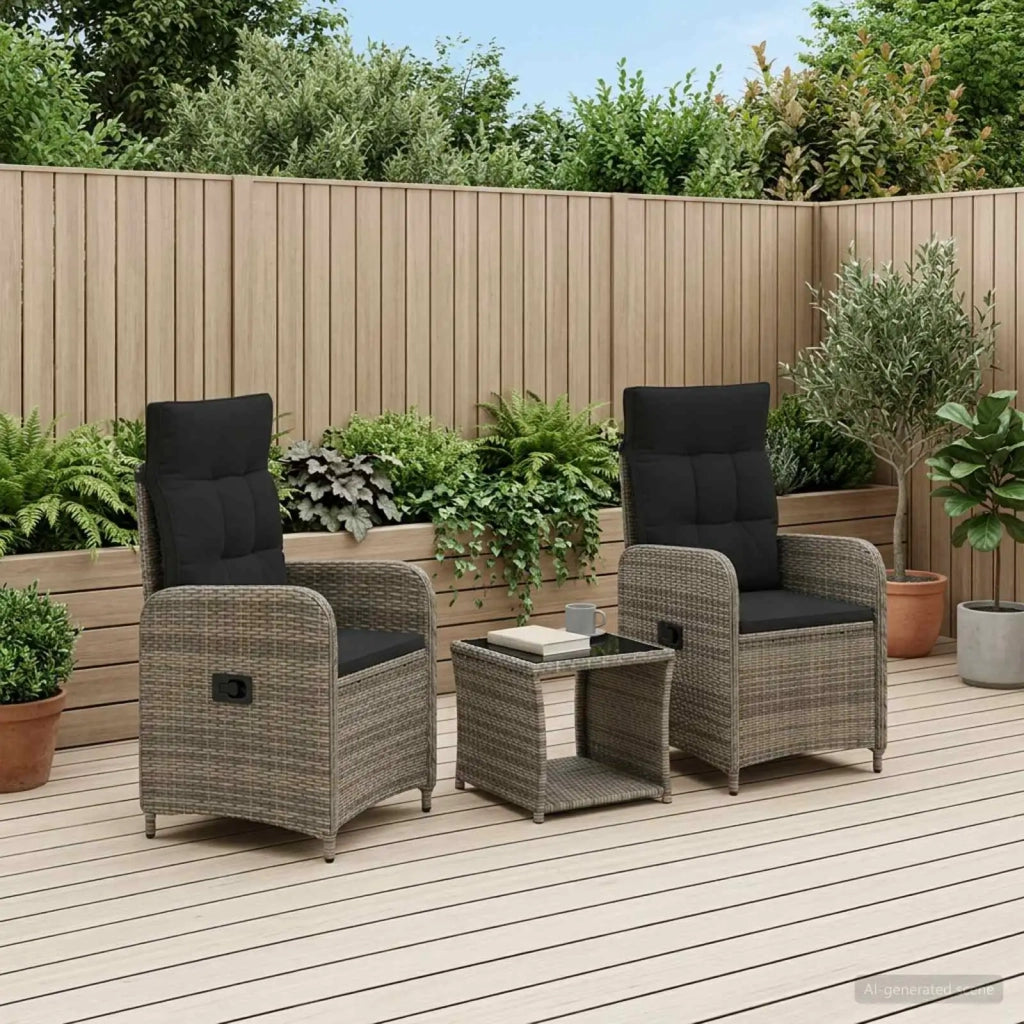 Set Lounge da Giardino 3 pz Grigio e Grigio Scuro 3422363